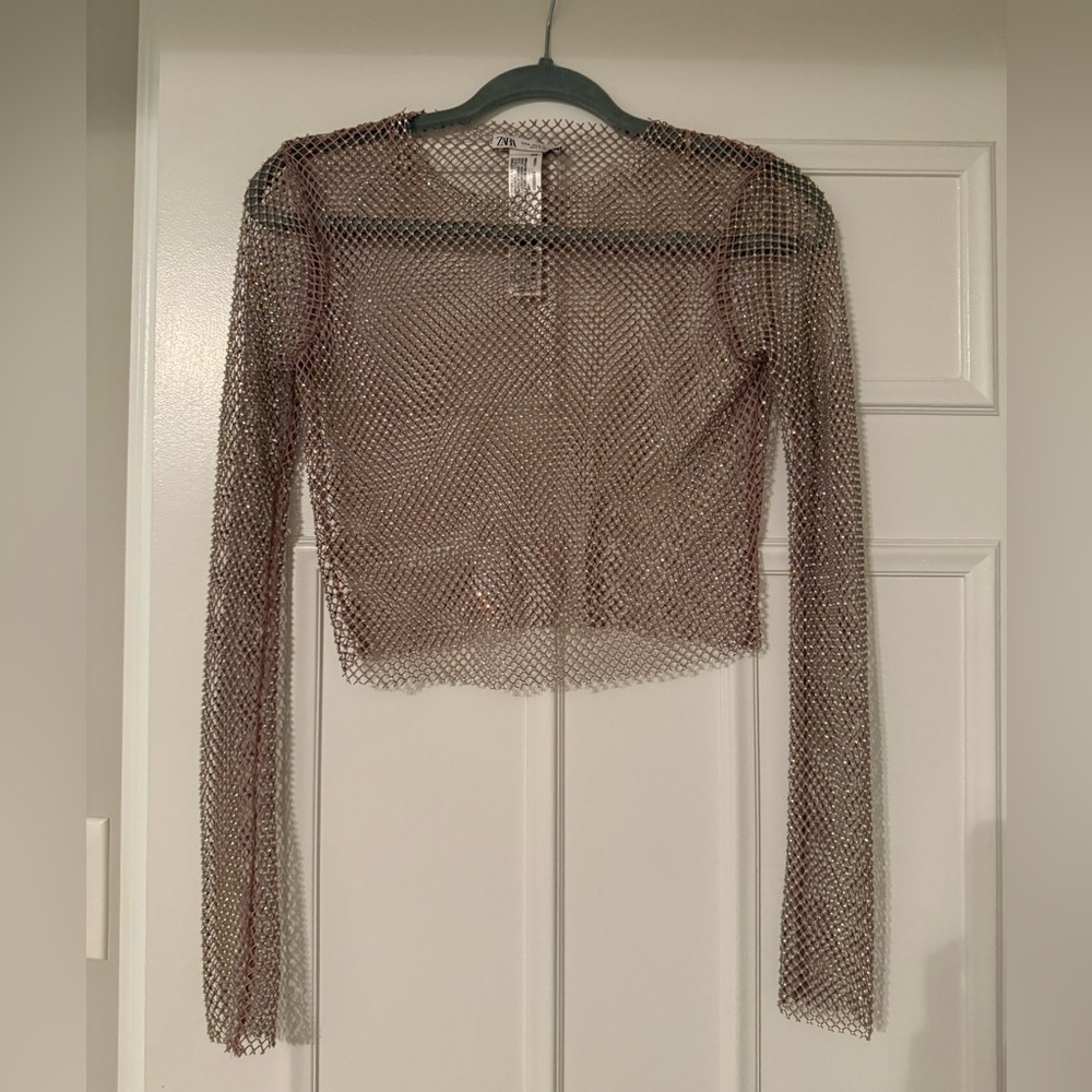 Zara shimmer mesh long sleeve